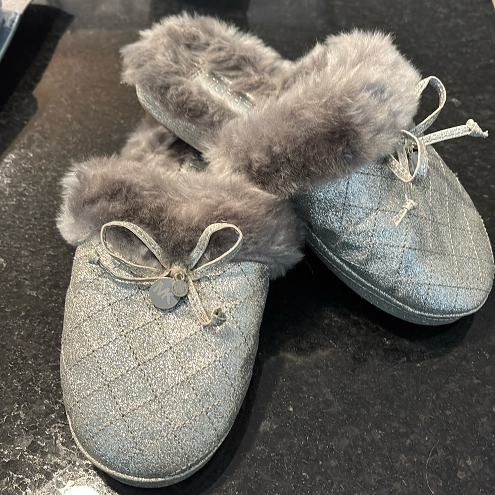 Michael Kors Silver Sparkle Slippers (women’s size 5).